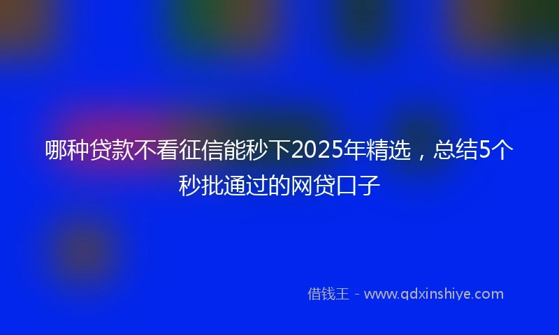 哪种贷款不看征信能秒下2025年精选，总结5个秒批通过的网贷口子