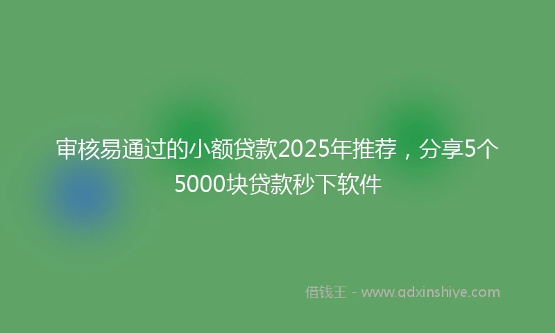 审核易通过的小额贷款2025年推荐，分享5个5000块贷款秒下软件