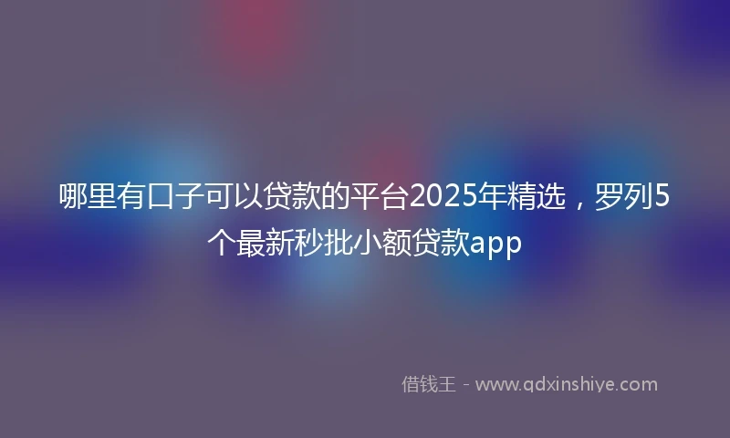 哪里有口子可以贷款的平台2025年精选，罗列5个最新秒批小额贷款app