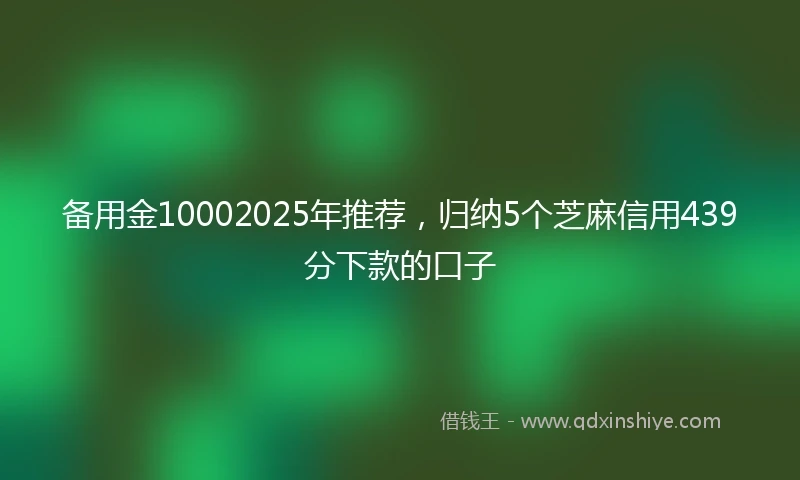 备用金10002025年推荐，归纳5个芝麻信用439分下款的口子