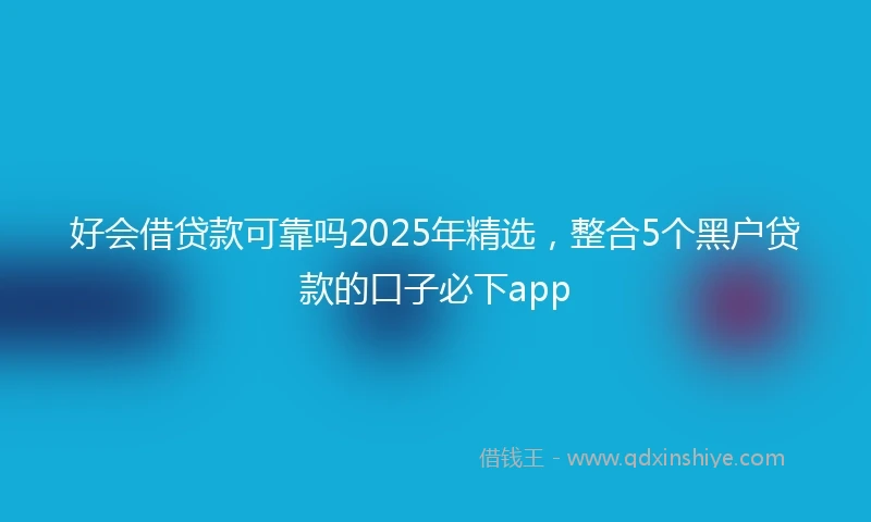 好会借贷款可靠吗2025年精选，整合5个黑户贷款的口子必下app