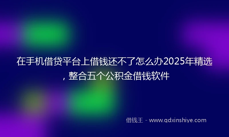 在手机借贷平台上借钱还不了怎么办2025年精选，整合五个公积金借钱软件