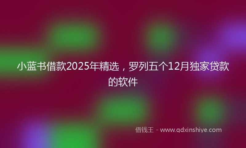 小蓝书借款2025年精选，罗列五个12月独家贷款的软件