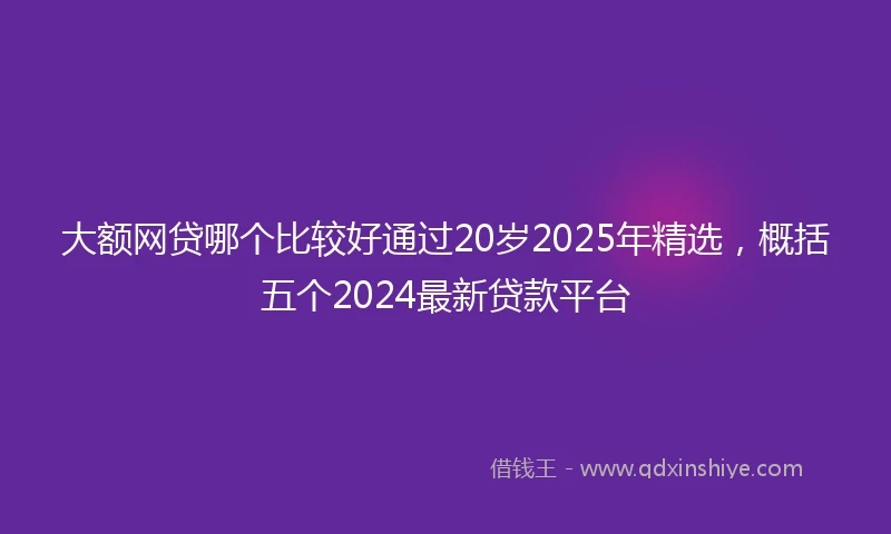 大额网贷哪个比较好通过20岁2025年精选，概括五个2024最新贷款平台