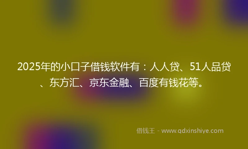 2025年的小口子借钱软件有：人人贷、51人品贷、东方汇、京东金融、百度有钱花等。