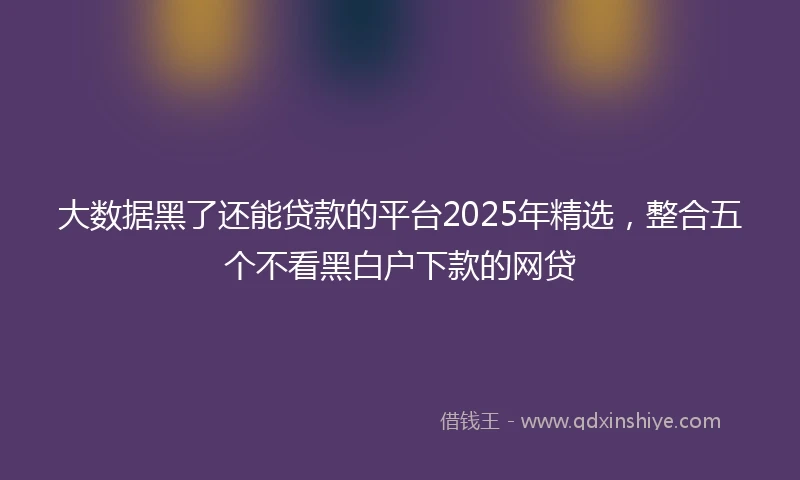 大数据黑了还能贷款的平台2025年精选，整合五个不看黑白户下款的网贷