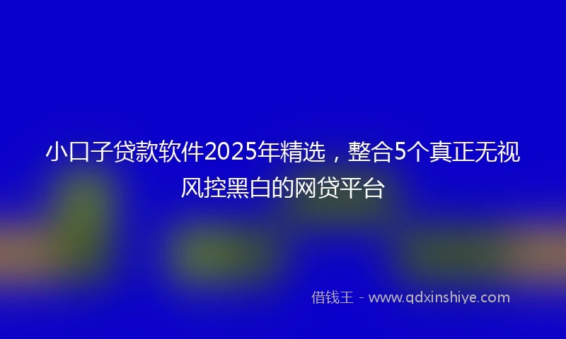 小口子贷款软件2025年精选，整合5个真正无视风控黑白的网贷平台
