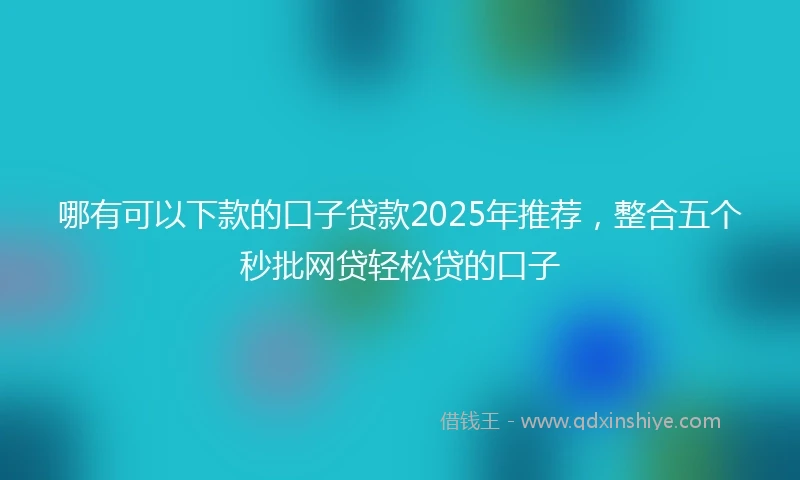 哪有可以下款的口子贷款2025年推荐，整合五个秒批网贷轻松贷的口子