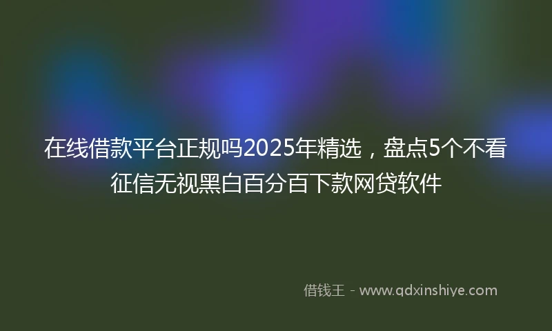 在线借款平台正规吗2025年精选，盘点5个不看征信无视黑白百分百下款网贷软件