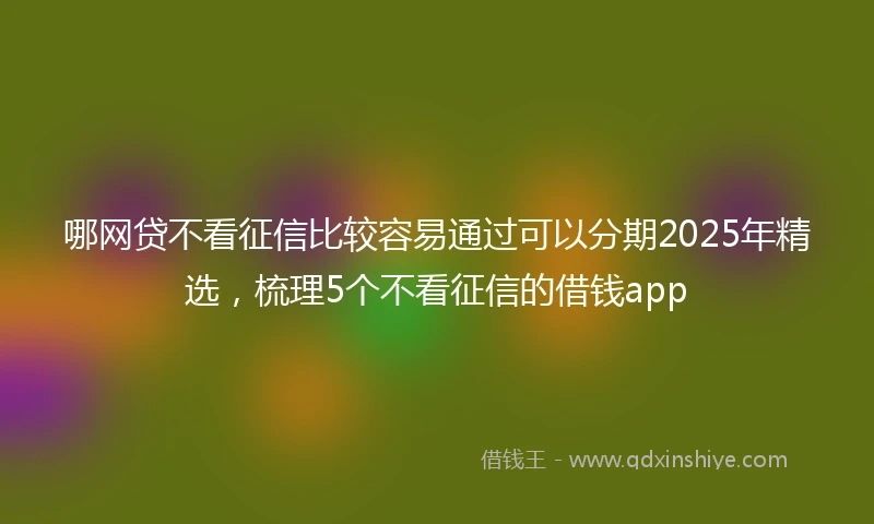 哪网贷不看征信比较容易通过可以分期2025年精选，梳理5个不看征信的借钱app