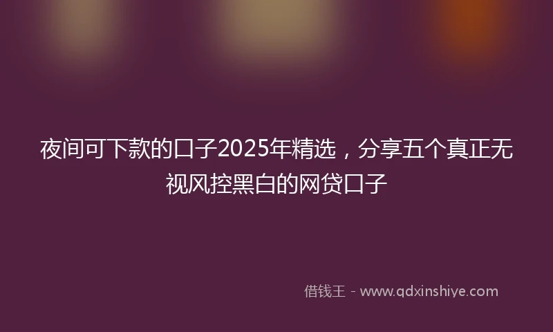 夜间可下款的口子2025年精选，分享五个真正无视风控黑白的网贷口子