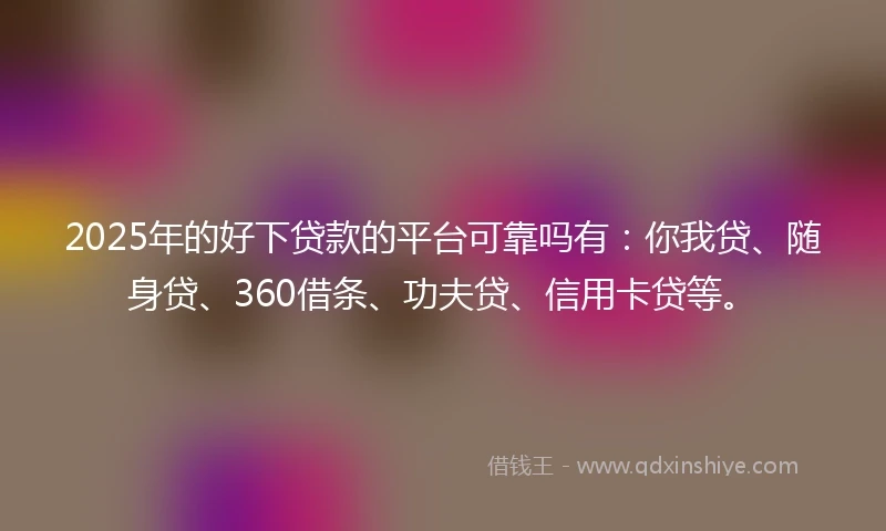 2025年的好下贷款的平台可靠吗有：你我贷、随身贷、360借条、功夫贷、信用卡贷等。