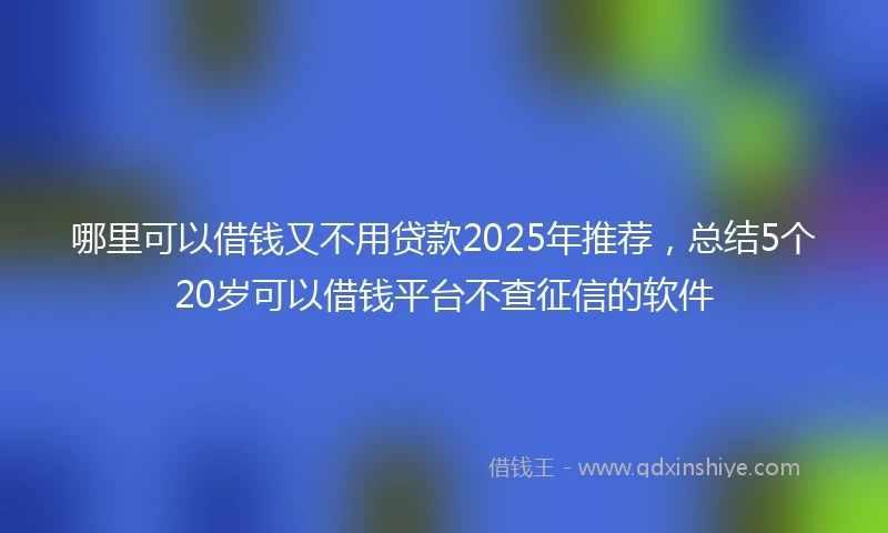 哪里可以借钱又不用贷款2025年推荐，总结5个20岁可以借钱平台不查征信的软件