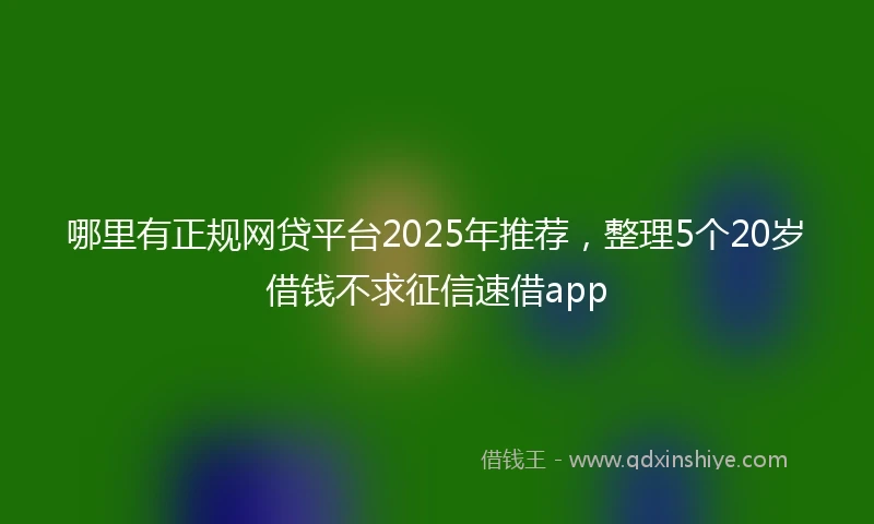 哪里有正规网贷平台2025年推荐，整理5个20岁借钱不求征信速借app