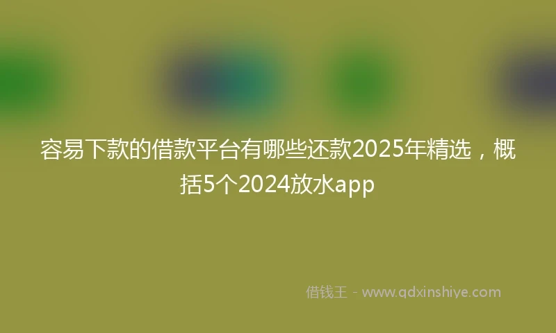 容易下款的借款平台有哪些还款2025年精选,概括5个2024放水app