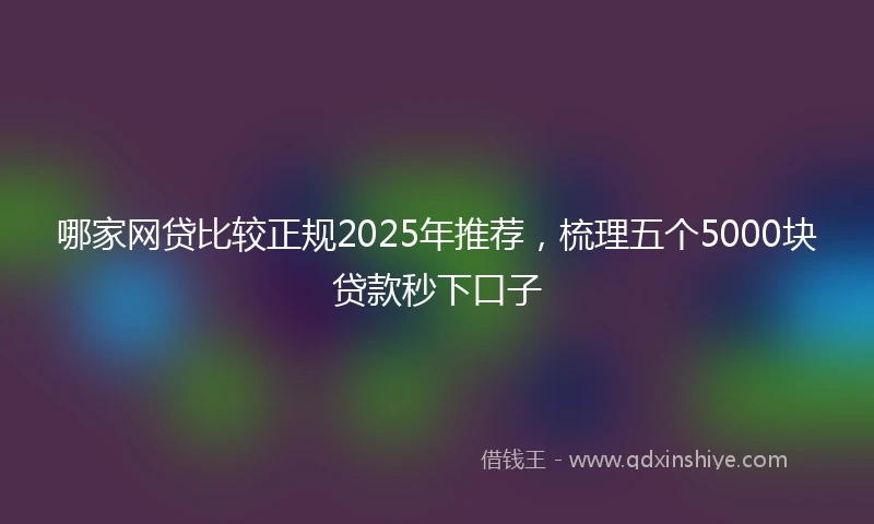 哪家网贷比较正规2025年推荐，梳理五个5000块贷款秒下口子