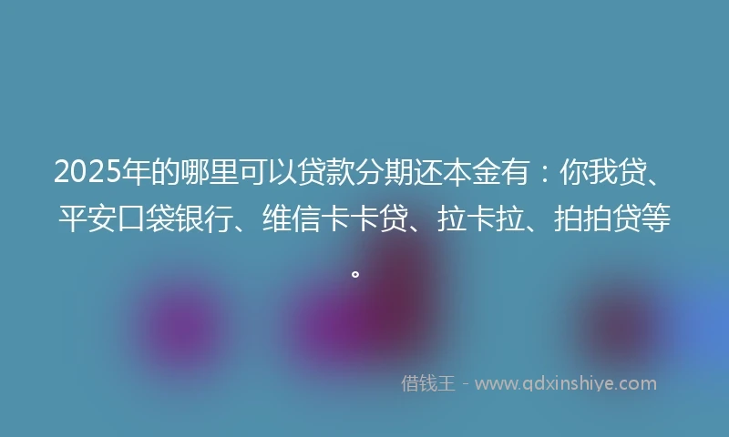 2025年的哪里可以贷款分期还本金有：你我贷、平安口袋银行、维信卡卡贷、拉卡拉、拍拍贷等。