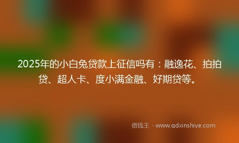 2025年的小白兔贷款上征信吗有：融逸花、拍拍贷、超人卡、度小满金融、好期贷等。