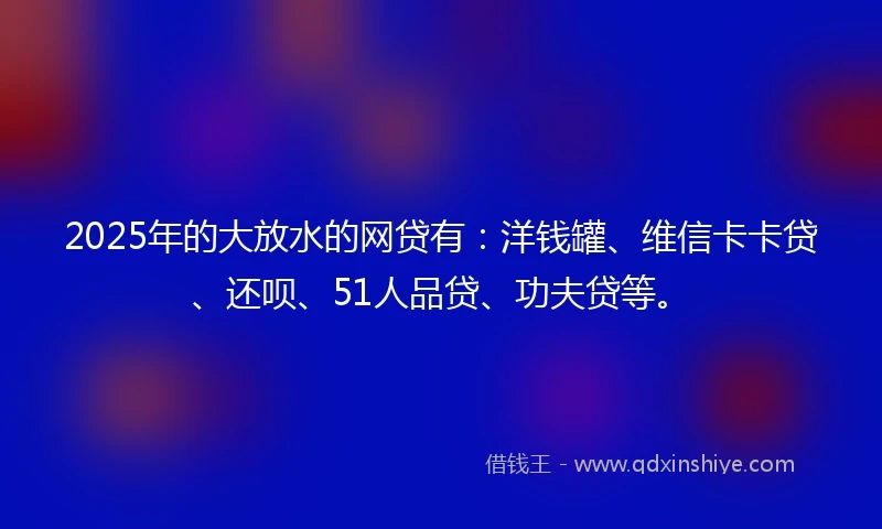 2025年的大放水的网贷有：洋钱罐、维信卡卡贷、还呗、51人品贷、功夫贷等。