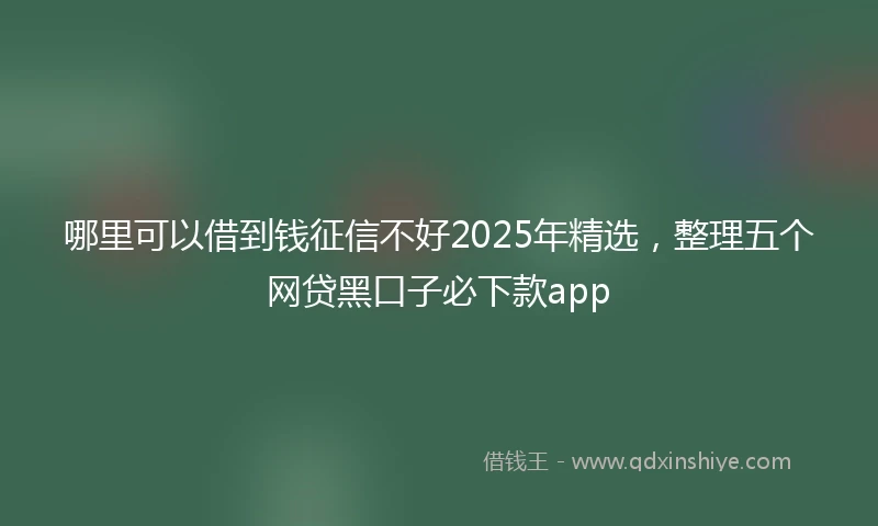 哪里可以借到钱征信不好2025年精选，整理五个网贷黑口子必下款app