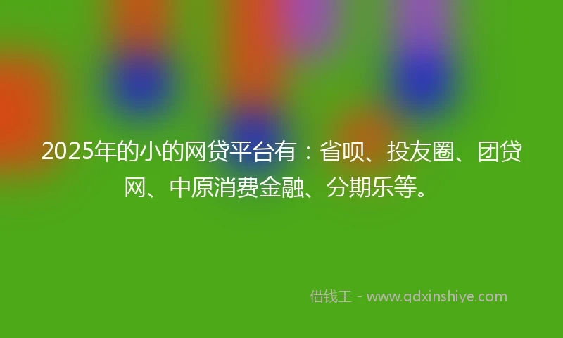 2025年的小的网贷平台有：省呗、投友圈、团贷网、中原消费金融、分期乐等。