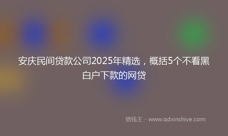 安庆民间贷款公司2025年精选，概括5个不看黑白户下款的网贷