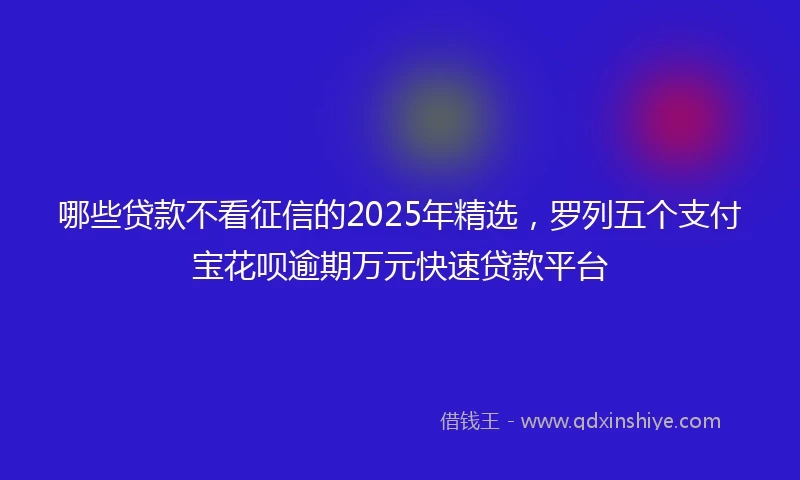 哪些贷款不看征信的2025年精选，罗列五个支付宝花呗逾期万元快速贷款平台