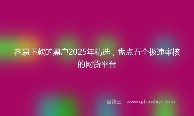 容易下款的黑户2025年精选，盘点五个极速审核的网贷平台