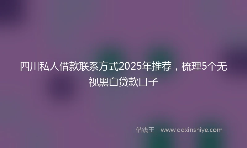 四川私人借款联系方式2025年推荐，梳理5个无视黑白贷款口子