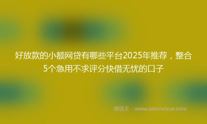好放款的小额网贷有哪些平台2025年推荐，整合5个急用不求评分快借无忧的口子