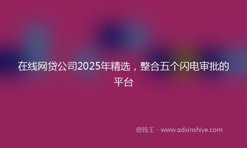 在线网贷公司2025年精选，整合五个闪电审批的平台