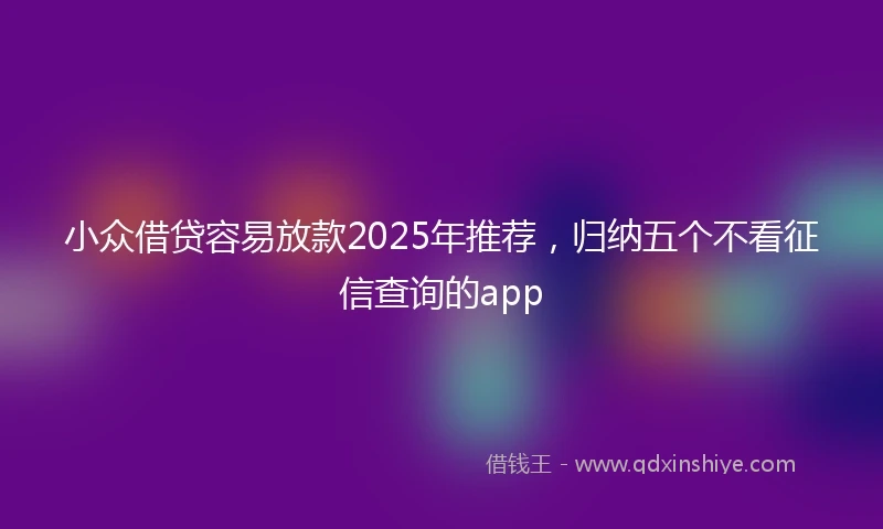 小众借贷容易放款2025年推荐，归纳五个不看征信查询的app