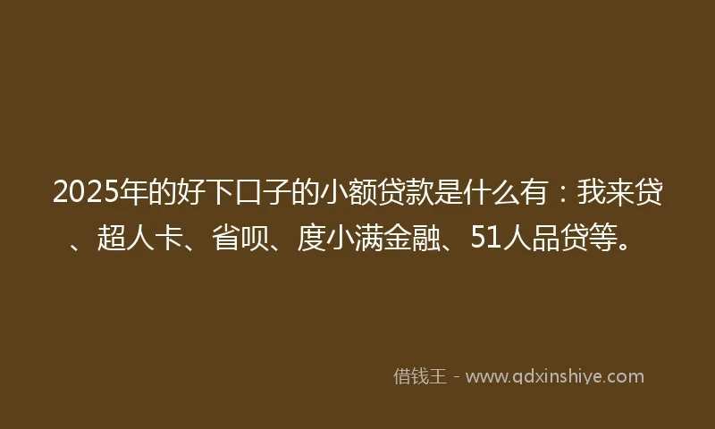 2025年的好下口子的小额贷款是什么有:我来贷、超人卡、省呗、度小满金融、51人品贷等。