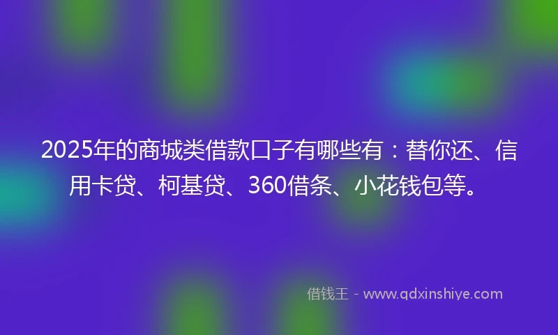 2025年的商城类借款口子有哪些有：替你还、信用卡贷、柯基贷、360借条、小花钱包等。