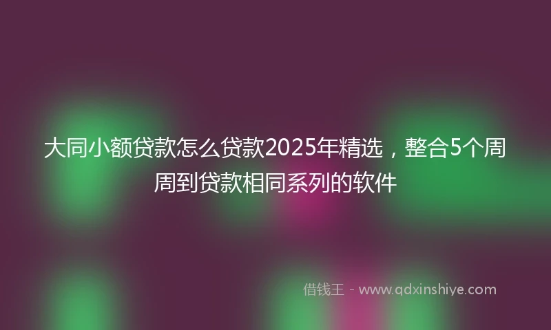 大同小额贷款怎么贷款2025年精选，整合5个周周到贷款相同系列的软件