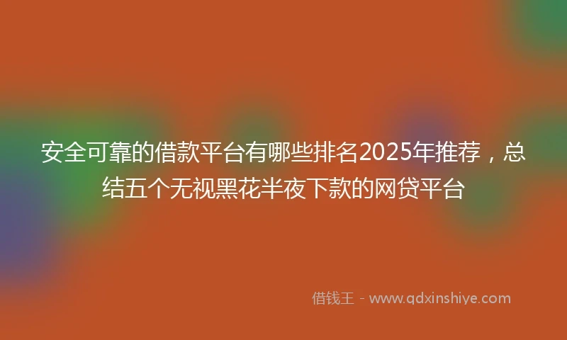安全可靠的借款平台有哪些排名2025年推荐，总结五个无视黑花半夜下款的网贷平台