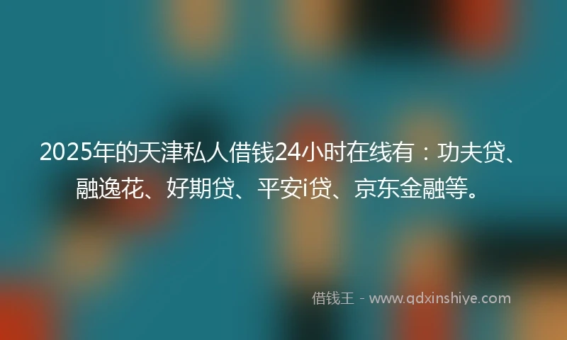 2025年的天津私人借钱24小时在线有：功夫贷、融逸花、好期贷、平安i贷、京东金融等。