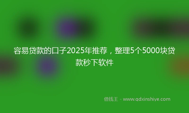 容易贷款的口子2025年推荐，整理5个5000块贷款秒下软件