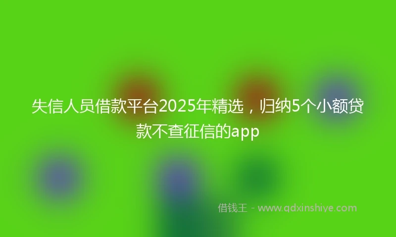 失信人员借款平台2025年精选，归纳5个小额贷款不查征信的app
