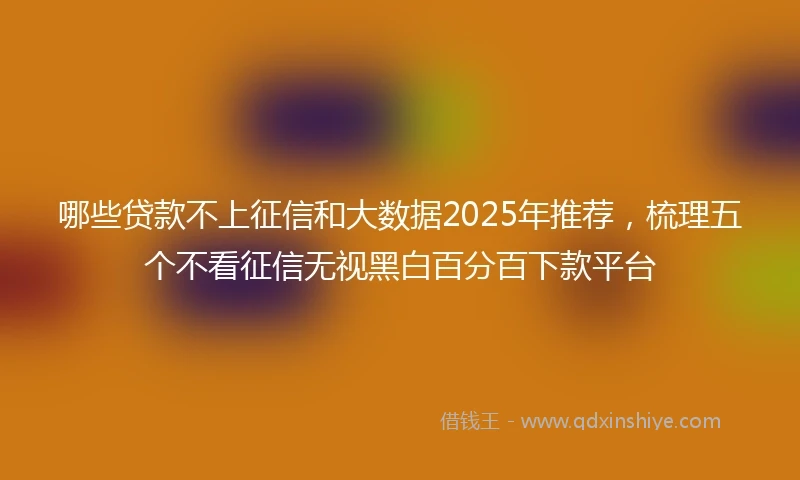哪些贷款不上征信和大数据2025年推荐，梳理五个不看征信无视黑白百分百下款平台