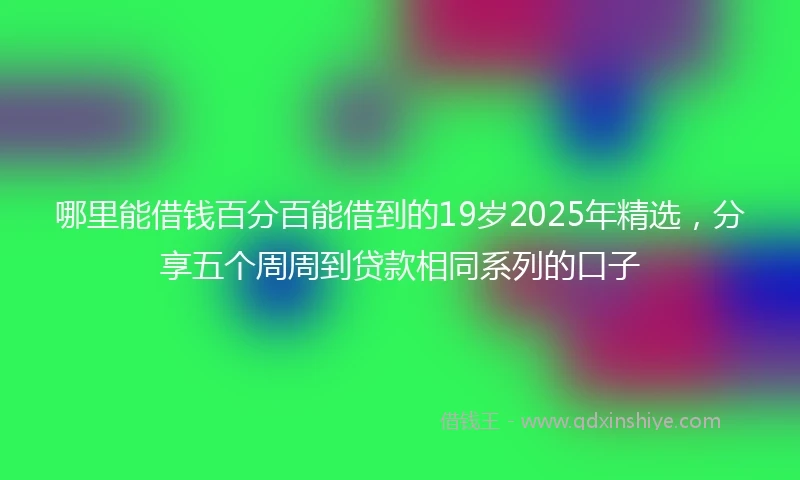 哪里能借钱百分百能借到的19岁2025年精选，分享五个周周到贷款相同系列的口子