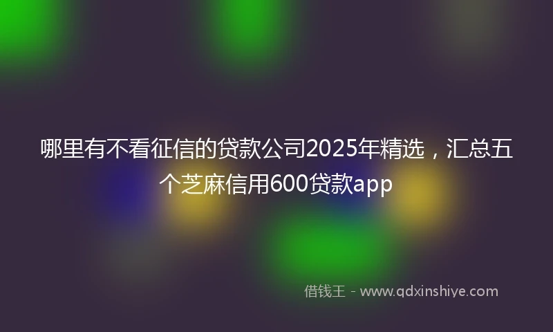 哪里有不看征信的贷款公司2025年精选，汇总五个芝麻信用600贷款app