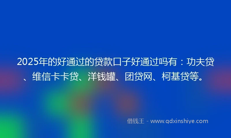 2025年的好通过的贷款口子好通过吗有：功夫贷、维信卡卡贷、洋钱罐、团贷网、柯基贷等。