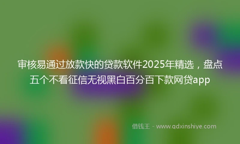 审核易通过放款快的贷款软件2025年精选，盘点五个不看征信无视黑白百分百下款网贷app