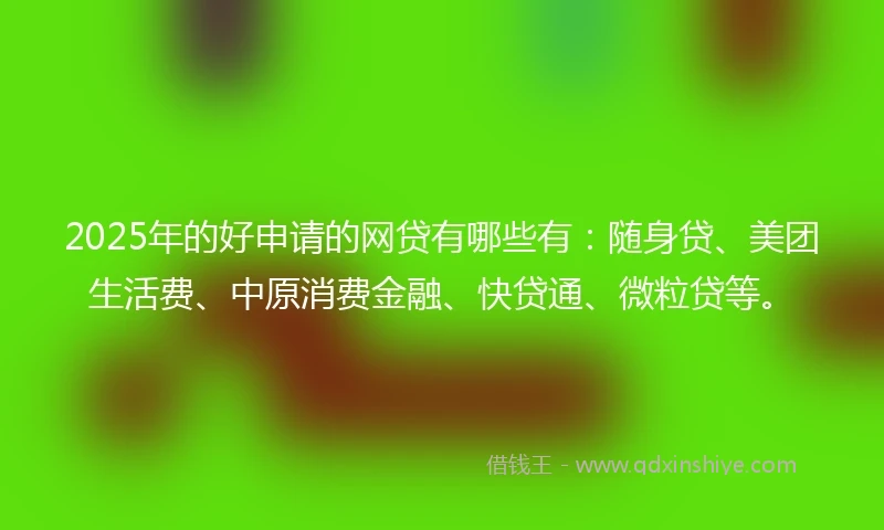 2025年的好申请的网贷有哪些有：随身贷、美团生活费、中原消费金融、快贷通、微粒贷等。