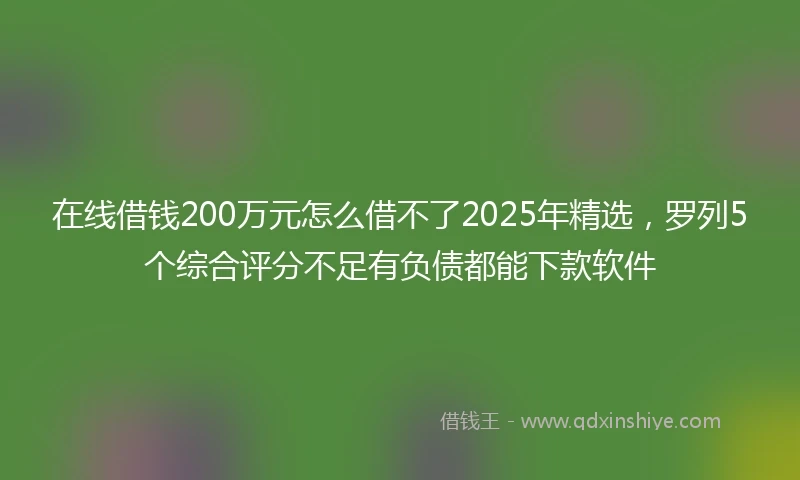 在线借钱200万元怎么借不了2025年精选，罗列5个综合评分不足有负债都能下款软件