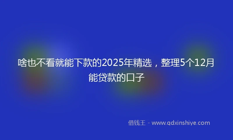 啥也不看就能下款的2025年精选，整理5个12月能贷款的口子
