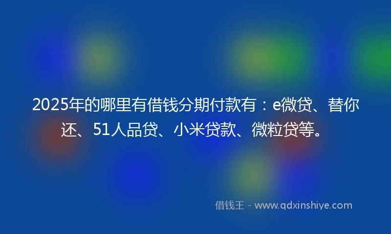 2025年的哪里有借钱分期付款有：e微贷、替你还、51人品贷、小米贷款、微粒贷等。