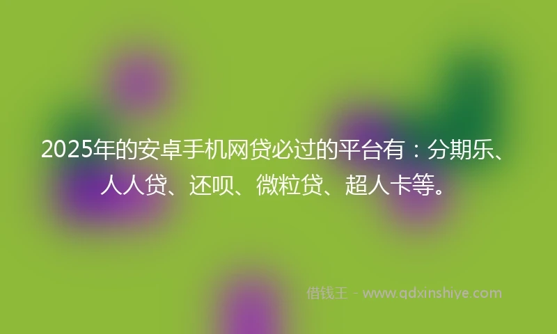 2025年的安卓手机网贷必过的平台有：分期乐、人人贷、还呗、微粒贷、超人卡等。