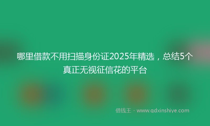哪里借款不用扫描身份证2025年精选，总结5个真正无视征信花的平台